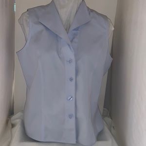 Jones New York Collection Platinum Sleeveless Lady’s Light Blue Blouse